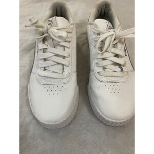 Puma Carina Leather Sneakers White Women Size 7.5 US 38 EU Platform
